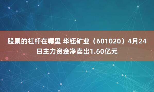 股票的杠杆在哪里 华钰矿业(601020)4月24日主力资金净卖出1.60亿元