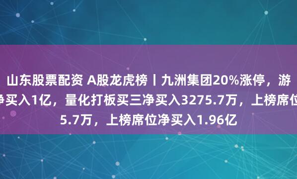 山东股票配资 A股龙虎榜丨九洲集团20%涨停,游资呼家楼买一净买入1亿,量化打板买三净买入3275.7万,上榜席位净买入1.96亿