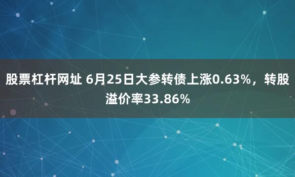 股票杠杆网址 6月25日大参转债上涨0.63%，转股溢价率33.86%