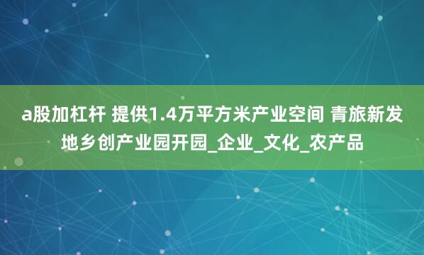 a股加杠杆 提供1.4万平方米产业空间 青旅新发地乡创产业园开园_企业_文化_农产品