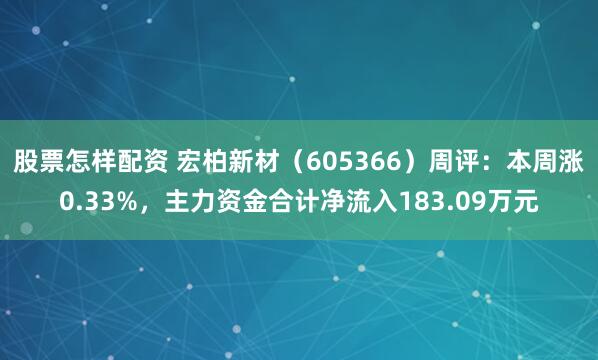 股票怎样配资 宏柏新材（605366）周评：本周涨0.33%，主力资金合计净流入183.09万元